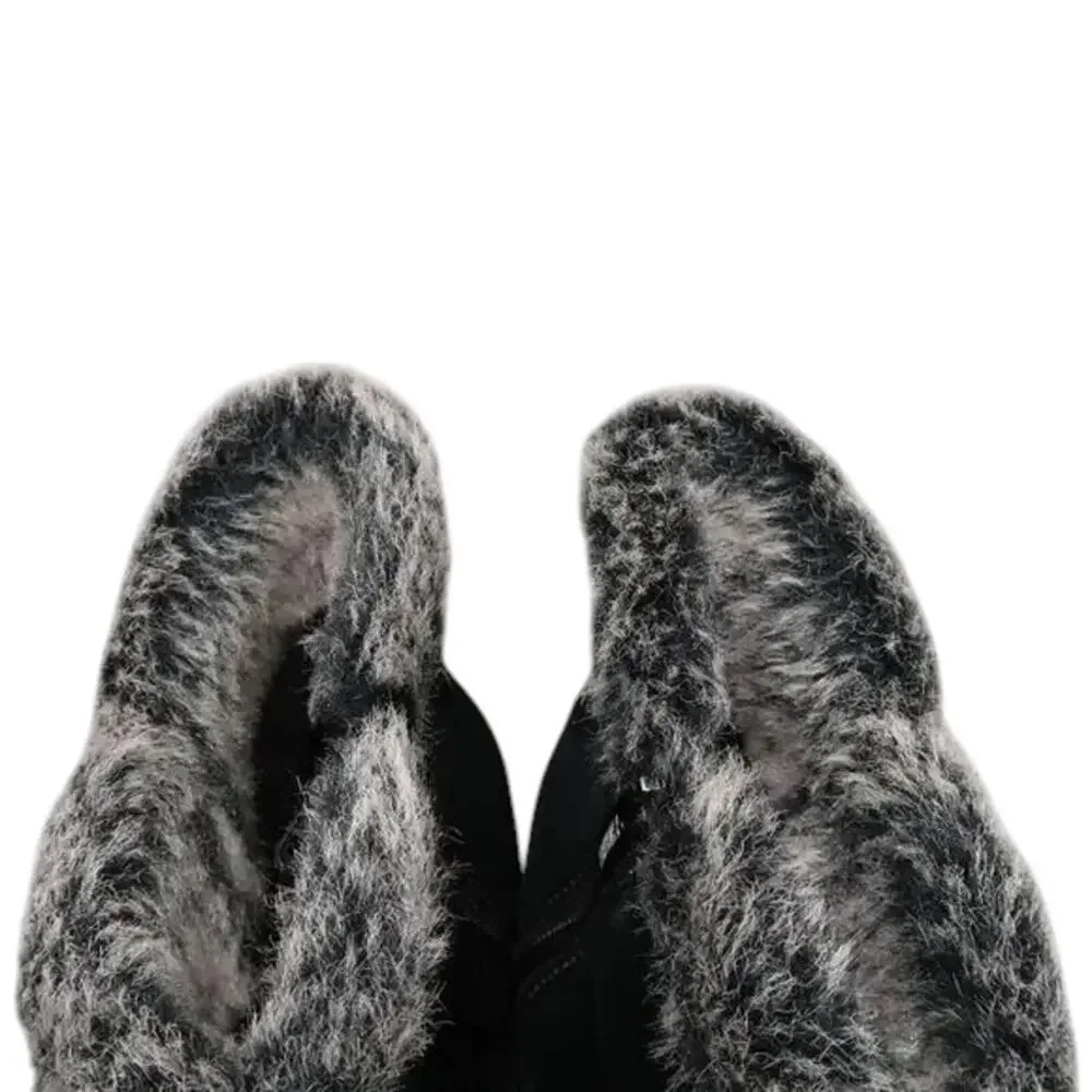 Khombu Shoes Womens 8 Boots Winter Leather Faux Fur Lisa Classic Comfort Black